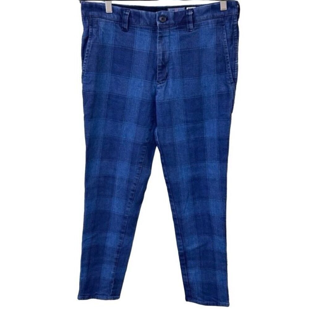 Blue Blue Japan Pure Indigo Japan checkered slim pants Japanese Size 3 or US Med